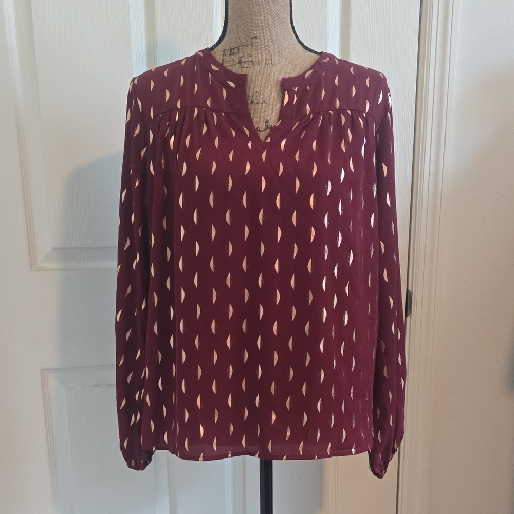 Papermoon Maroon Leaf Print Blouse